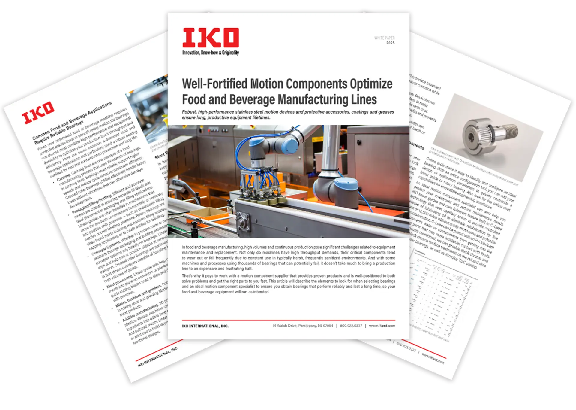 IKO White Paper Takes on Food and Beverage Application Challenges for Bearings