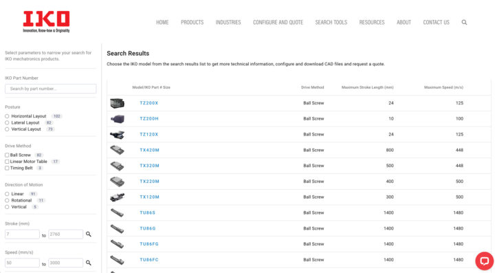 Configure and Select an Ideal IKO Mechatronic Device — Fast!