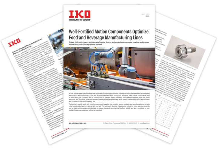 IKO White Paper Takes on Food and Beverage Application Challenges for Bearings