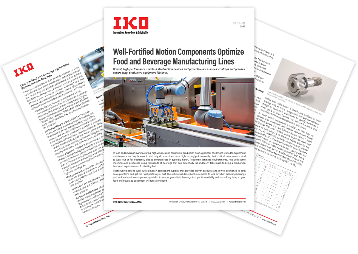 IKO White Paper Takes on Food and Beverage Application Challenges for Bearings